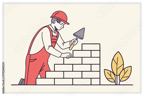 Building and Construction Industry Illustration Set Workers, Tools, and Architecture Vectors