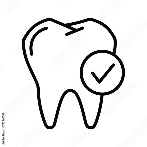 Healthy tooth icon with checkmark symbol indicating good dental care