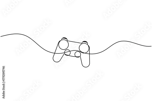 Continuous one line drawing of a game controller for gaming concept design