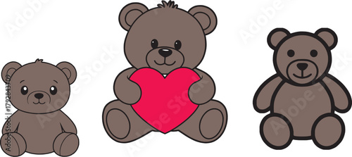 Cute teddy bear illustration – love, valentine, and gift symbol vector design. Editable stroke.