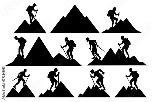 Climber Silhouette Pack – Mountaineering Vector Set, Adventure Sports Clipart Collection