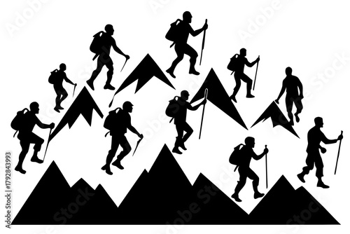 Mountain climber silhouette bundle vector illustration  isolated on white background
