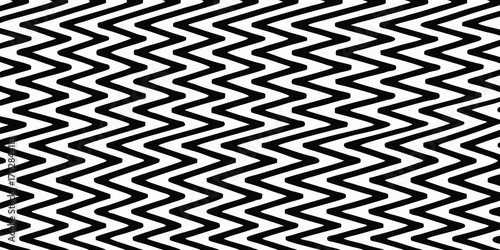 Seamless black and white zigzag pattern with sharp angles and repeating waves