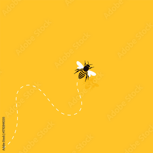Background Flying bees. Yellow banner of bees with goals