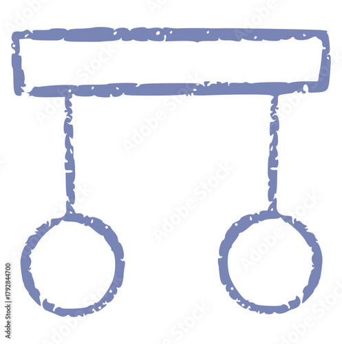 Hand Drawn Crayon Gymnastic Rings Icon: Rough Sketch of Rings Apparatus, Perfect for Workout, Fitness, Athletic Training, Exercise, Sport Competition, or Bodybuilding Graphic Element