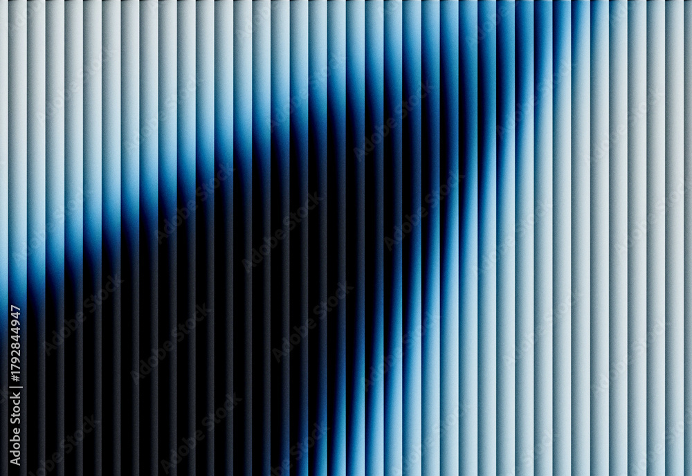 Fototapeta premium Abstract blue diagonal gradient with vertical corrugation textures and moody lighting, a modern decorative background with vibrant hues and subtle shadowlines.
