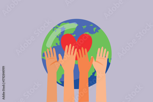 community concept with hands. community concept. colored flat vector illustration isolated