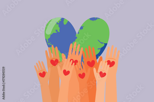 community with hands and love. community concept. colored flat vector illustration isolated