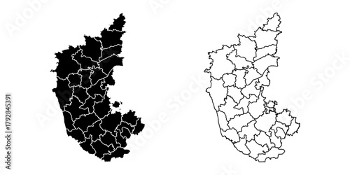 State of India Karnataka map scribble sketch and Silhouette Style
