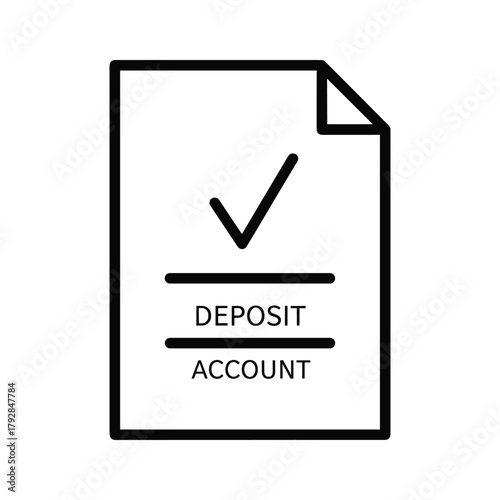 Deposit account document with a checkmark symbol