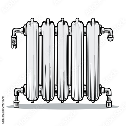 Classic Cast Iron Radiator Illustration for Home Heating and Plumbing Systems