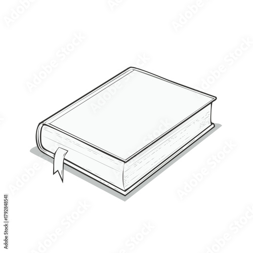 Closed Book with Bookmark Outline Drawing