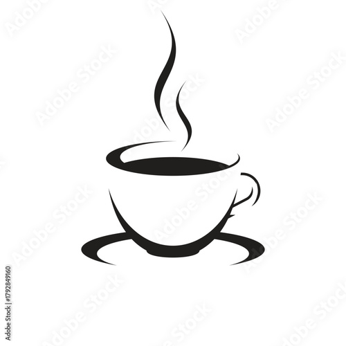☕ Stylized Silhouette of a Steaming Hot Coffee or Tea Cup