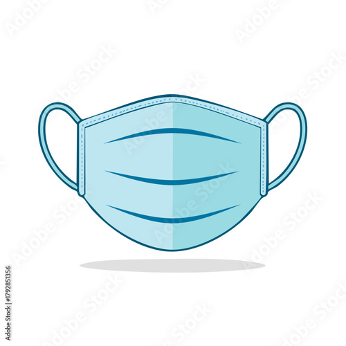Light Blue Medical Face Mask With Ear Loops And Stitching Illustration