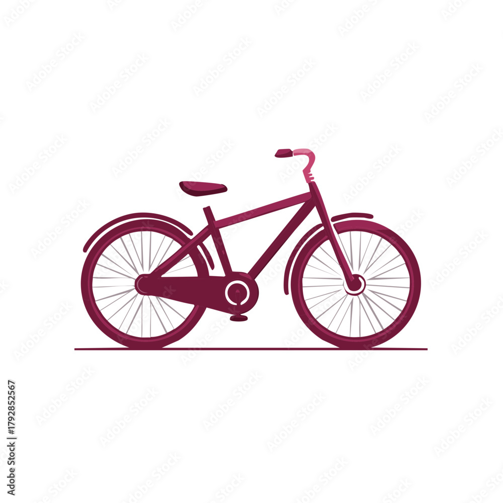Fototapeta premium Elegant Maroon Bicycle Isolated on White Simple Modern Transportation Creative Design