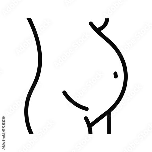 Line art illustration of a pregnant belly