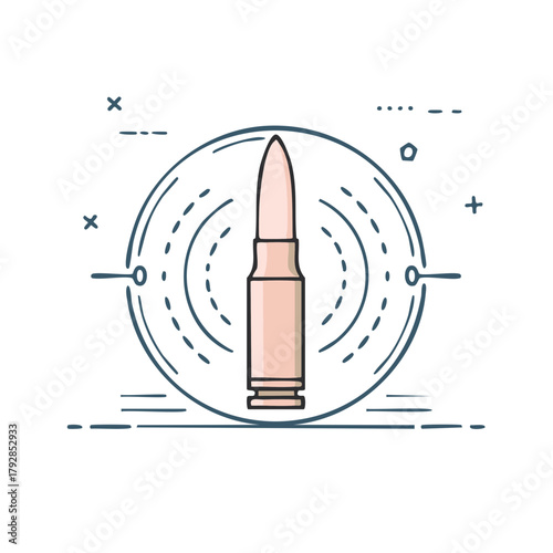 Illustrative Ammunition Cartridge, Bullet, Symbol Target with Decorative Elements