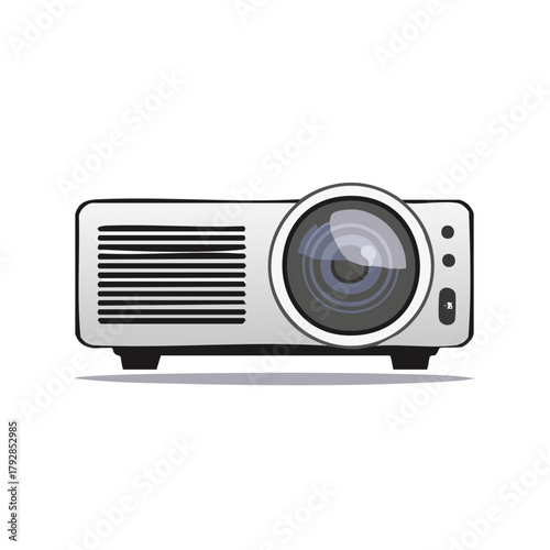 Modern projector showing lens and vents for presentations and home theater