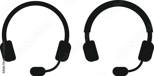 Headphone Icon Set. Headset and Digital Communication Icons collection. Audio Listening and Music Symbol. Listening Equipment and Volume Control