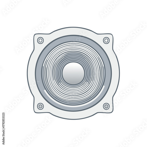 Modern minimal speaker cone icon representing audio technology and music playback.