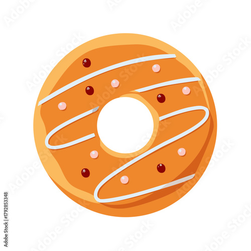 Orange Glazed Donut with White Icing and Sprinkles
