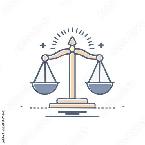 Hand-drawn illustration of a balanced scale symbolizing justice and fairness