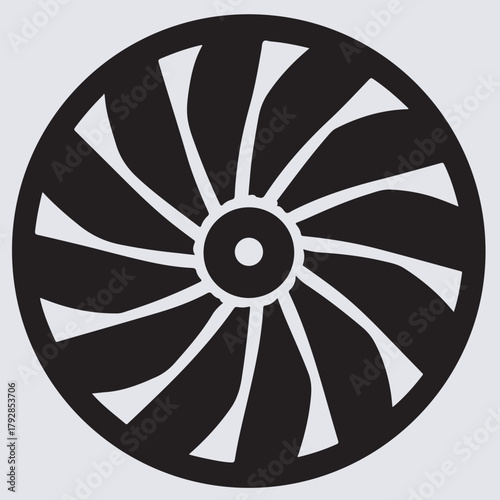 turbine silhouette vector art illustration, wheel of the wheel of a car