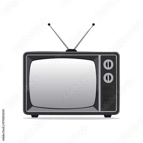 Retro Television Set With Antenna and Controls