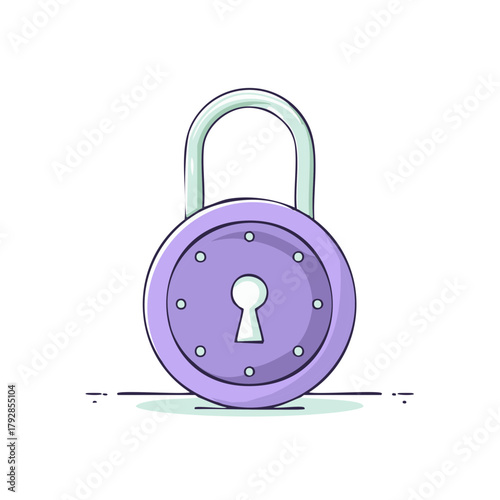 Simple round padlock with keyhole and shackle illustration
