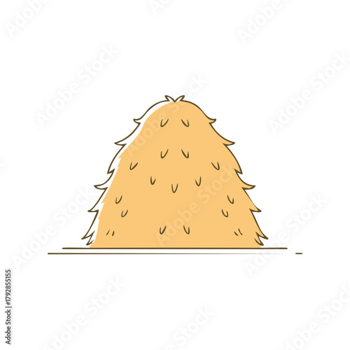 Whimsical cartoon hay bale illustration simple farm element artistic drawing