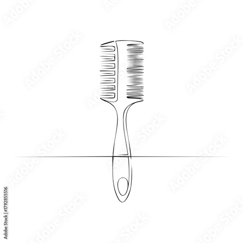 Minimalist Line Art Drawing of a Comb with Two Different Tine Styles