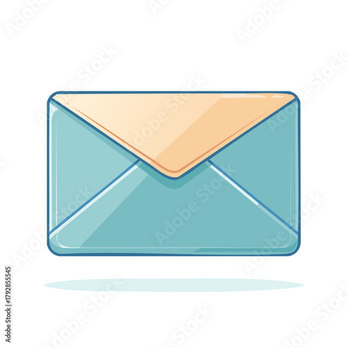 Cartoon mail envelope illustration with folded flap and shadow