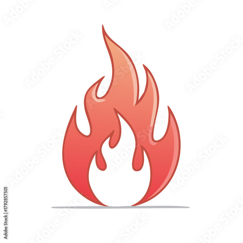 Stylized Red Orange Flame Illustration on White Background