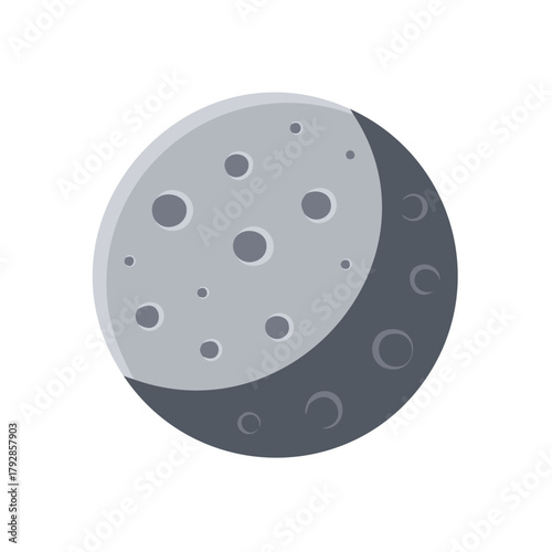 Stylized crescent moon with craters representing space and night sky astronomy icon