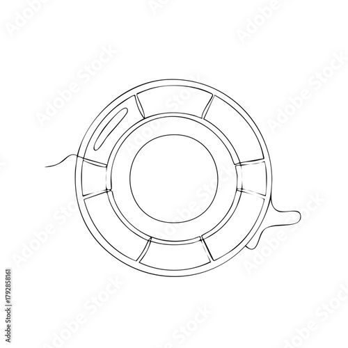 Single Line Drawing of a Life Ring Safety Device in Minimalist Style