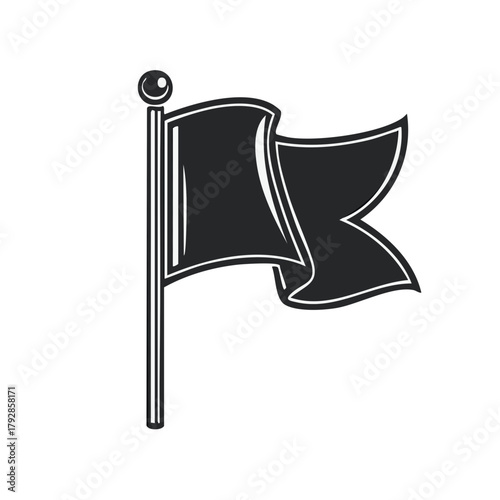 Stylized Waving Black Flag on a Pole Icon