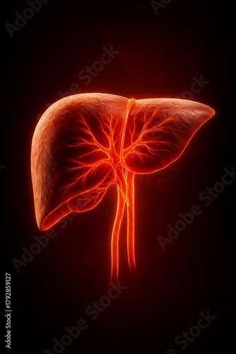 Glowing Human Liver Anatomy with Vascular Network
