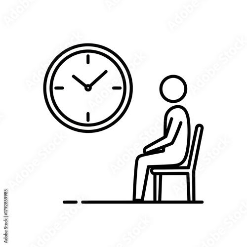 Person sitting on a chair looking at a clock, symbolizing waiting, time, or appointment