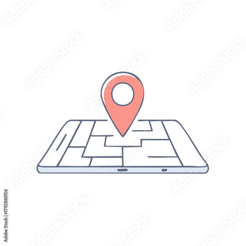 Location marker pin on a digital map display with street grid lines