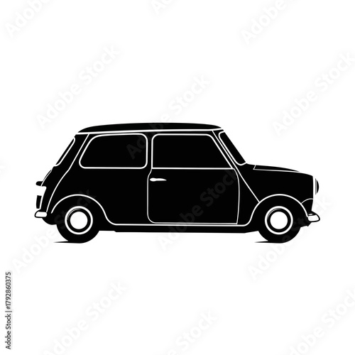 Black silhouette of a classic mini cooper car