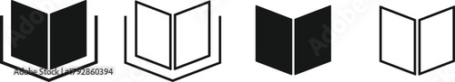 book icon set. Education, Reading, and Knowledge symbols. Library and E-reader sign. Storytelling, Research, and Content Management Symbol Collection