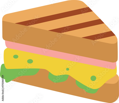 Grilled Cheese and Ham Sandwich Flat Icon
