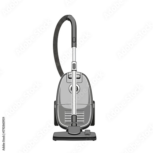 Modern vacuum cleaner with hose and brush, isolated on a