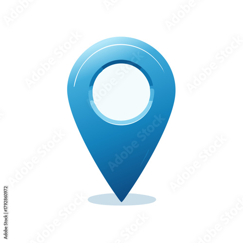 Free Download Shiny blue location pin icon with circular center on a white background - GFXLoad