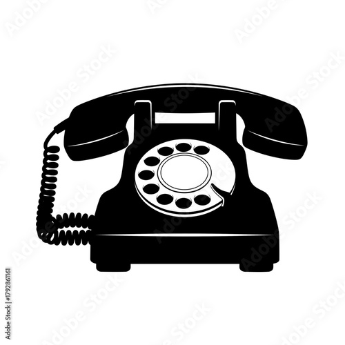 Black silhouette of an old rotary dial telephone