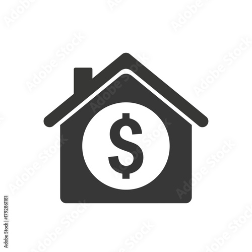 Icon of a house with a dollar sign inside, representing real estate or financial investment