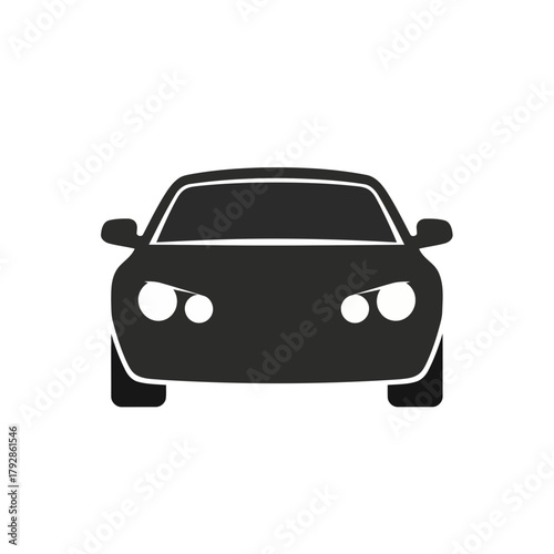 Front view of a black car silhouette