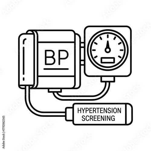 Hypertension screening device with blood pressure monitor and gauge