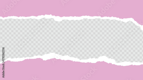 pink paper with torn edge and transparent background in the middle vector stock