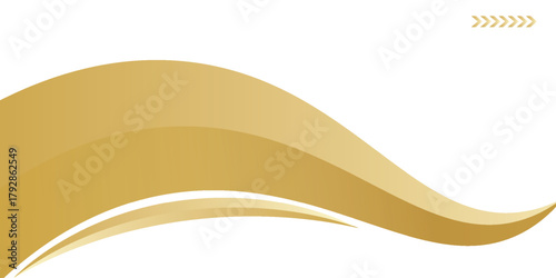 Gold gradient for banner, gold wavy shape, gold wave curve on white background, gold wave angle shape for banner.